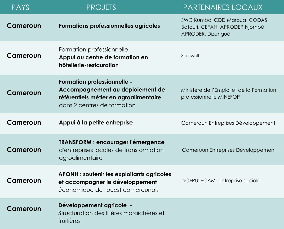 Projets IECD au Cameroun